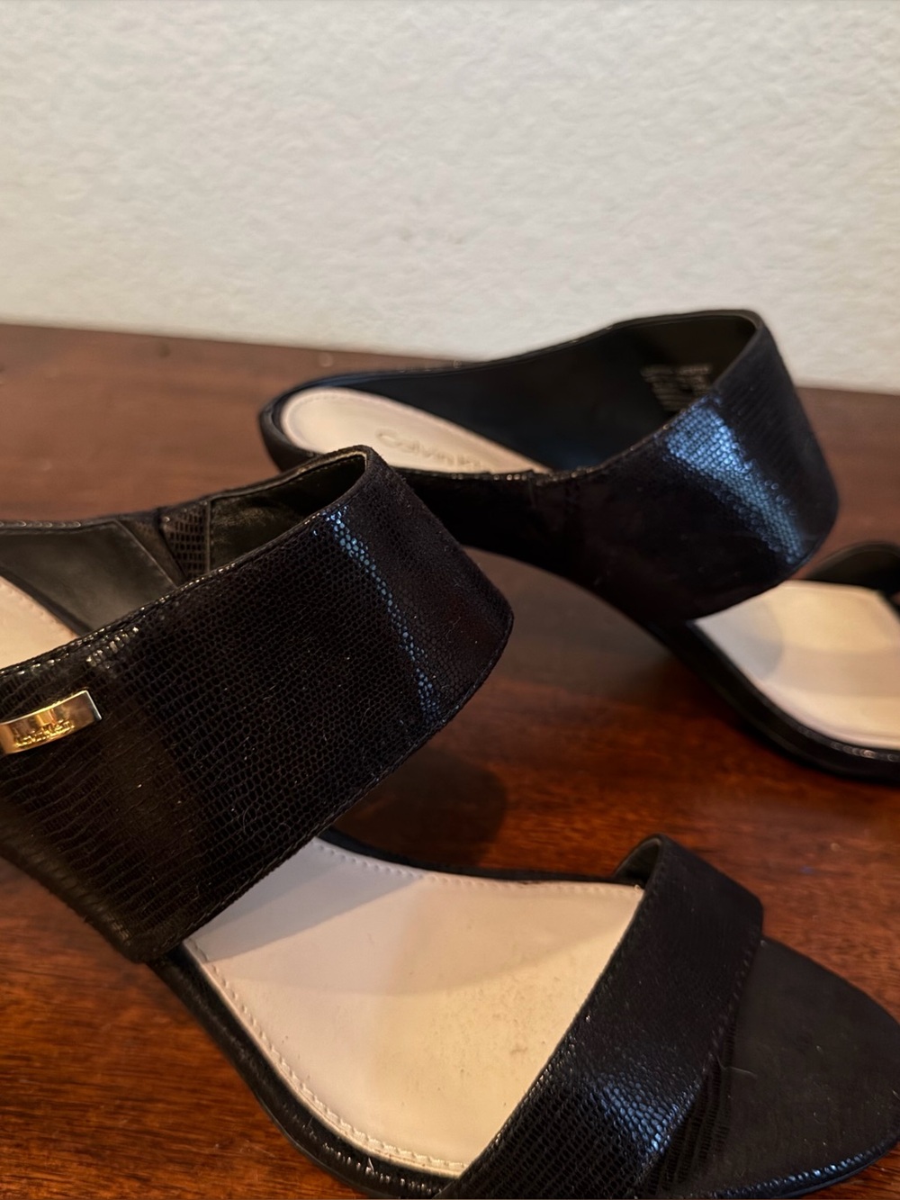 Calvin Klein Women's Black Strappy Slide Sandals